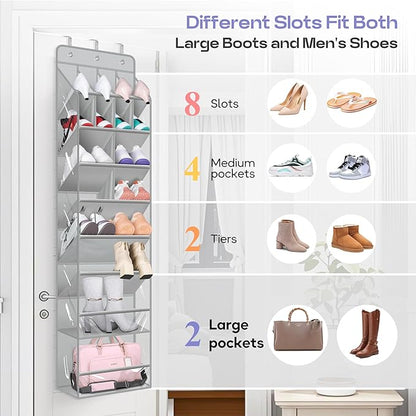 MISSLO Clear Over the Door Shoe Organizer Bundle 30 Pairs Over the Door Shoe Organizer