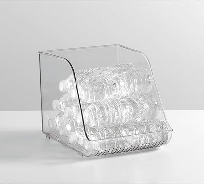 iDesign Plastic Water Bottle Organizer for Fridge, Clear Bottle Holder for Kitchen and Pantry, 2-Pack