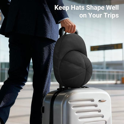 AOODA Hat Travel Case for Baseball Caps, Cap Carrier with Plastic Holder & Carrying Handle, Holds up to 6 Caps Hat Bag for Luggage, Suitcase (Black)