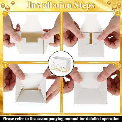 2PCS White and Gold Utensil Holder Paper Utensil Caddy for Engagement Party Supplies Cutlery Holder with Handles Wedding Party Favors Snack Box Disposable Cutlery Caddy for Birthday Decorations