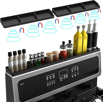 Foeacry 30 Inch Silicone Stove Oven Top Shelf Magnetic for Kitchen Gadgets, Soft Flexible Strong Magnetic Heat Resistant Spice Rack Kitchen Organizer