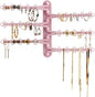 All Hung Up 6-Tier Wall Jewelry Organizer Wall Mounted Jewelry Organizer Earring Holder Wall Mount Hanging Necklace Organizer Jewelry Hanger Hanging Necklace Holder Organizer Display (Pink)