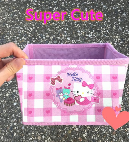 Kerr's Choice Cute Desk Box for Girls - Kawaii Storage Box, Foldable Baskets | Office Desk Room Decoration