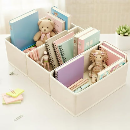 Small Foldable Fabric Drawer Organizer 3-Pack - 11“ Breathable Closet & Dresser Storage Bins for Socks, Underwear, Bras & Baby Clothes, Grey