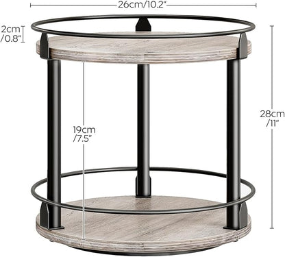 YATINEY Lazy Susan Organizer, Rotating Spice Rack, 2 Tier Spice Turntable Organizer, Industrial Turntable Spice Holder, for Kitchen Countertop and Cabinet, Compact and Versatile, Greige SR22BG