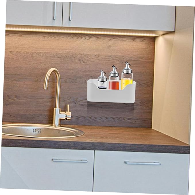 Garneck 2pcs Wall-mounted Kitchen Shelves Door Organizer Adhesive Mount Storage Box for Makeup Office Supplies Wall Makeup Organizer Bottle Holder