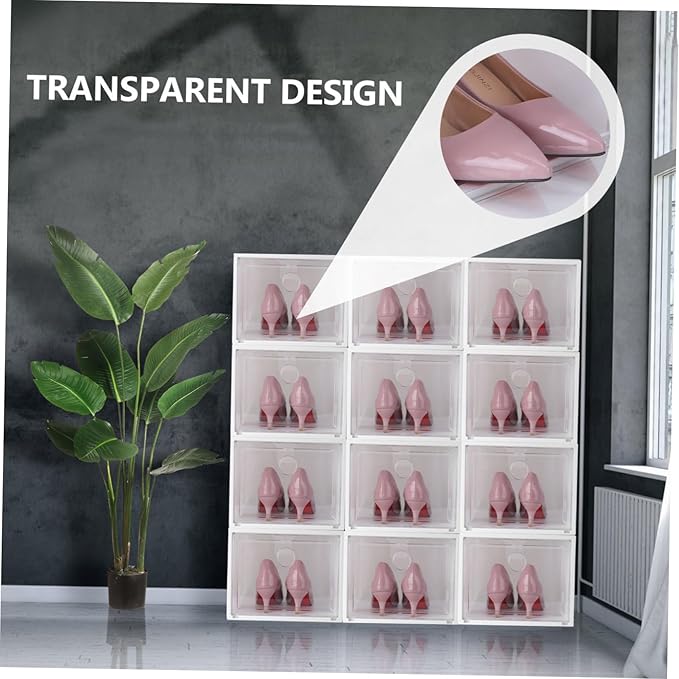MAGICLULU 1pc Plastic Shoe Storage Box Creative Design Stackable Shoes Container for Easy Organization Capacity for Seasons
