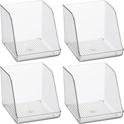 iDesign Plastic Water Bottle Organizer for Fridge, Clear Bottle Holder for Kitchen and Pantry, 4-Pack