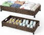 2 Pack Under Bed Storage with Wheels, 40L Large Under Bed Storage Containers with Handwoven Rattan , Rolling Underbed Organizer Bins Drawers for Clothes, Shoes, Blankets, Brown(31.5 x 15.75 x 6.3 In)