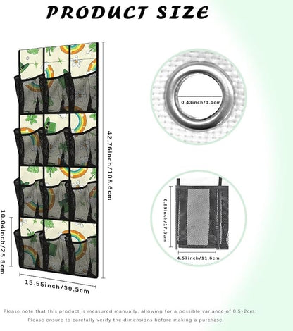 Over the Door Shoe Organizer 12 Large Pockets Hanging Shoe Rack for Closet Organizers and Storage Sturdy Oxford Fabric Shoe Hanger Rainbow Green Hat
