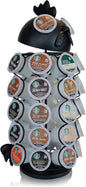 Made Easy Kit Carousel Coffee Pod Holder, Compatible with Keurig K-Pods K-Cups, Countertop Rack Storage Organizer, Metal Home and Kitchen Decor, Capsule Café Station Bar (Large, Black Rooster)