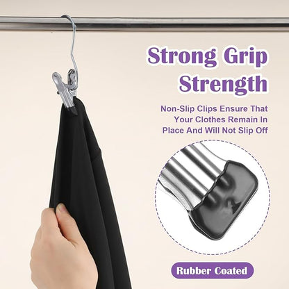 120 Pcs Legging Organizer for Closet Hanging - Stainless Steel Jeans Hangers with Clips, Multi-Purpose Skirt Hangers with Clips for Pants, Shorts, Towels, Boots Storage and Space Saving Solution
