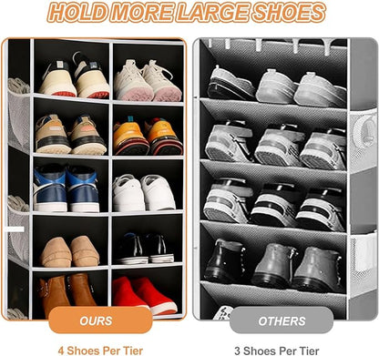8-Layer Over The Door Shoe Organizer with 16 Compartments, Pockets Heavy-Duty Non-Woven Fabric Hanging Shoes Storage Rack,Hanging Shoe Rack Space Saving Shoe Storage for Bedroom Closet Bathroom