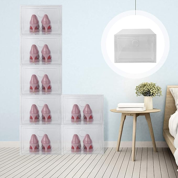 Cabilock 1pc Plastic Shoes Storage Box Capacity Shoe Case Door Practical Organizer for Home and Closet for Seasons Dimensions