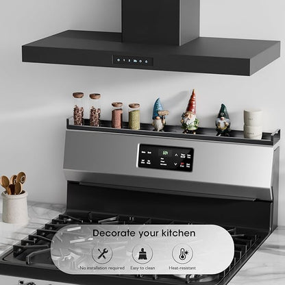 Bumusty 4X Strong Magnetic, 30" Adjustable Oven Shelf Spice Rack Over the Stove, Seasoning Organizer Kitchen Shelves, Matte Black