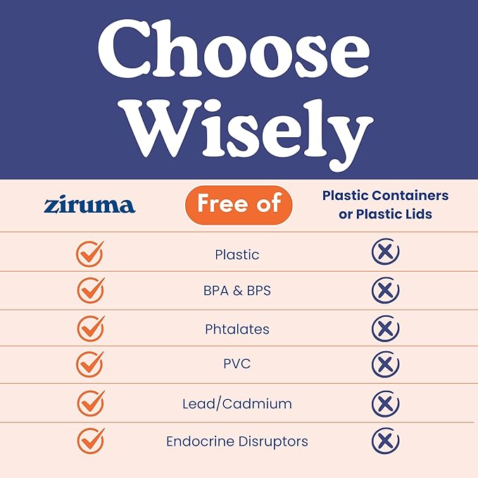 Ziruma Non-Toxic 4 Pack - Glass Food Storage Containers With Lids – Plastic Free, Airtight Meal Prep Containers, Multi-Size (12, 21, 35, 50 Oz), Microwave & Freezer Safe