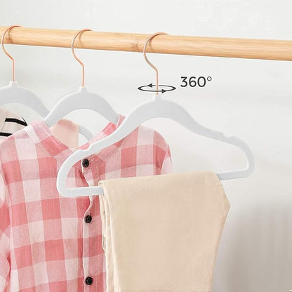 50 Pack Velvet Baby Hangers Non-Slip Clothes Hanger with Swivel Hooks, Space Saving Infant Toddler Closet Organizers, Ultra Thin Durable Child Hangers for Nursery, Kids, Children Wardrobe