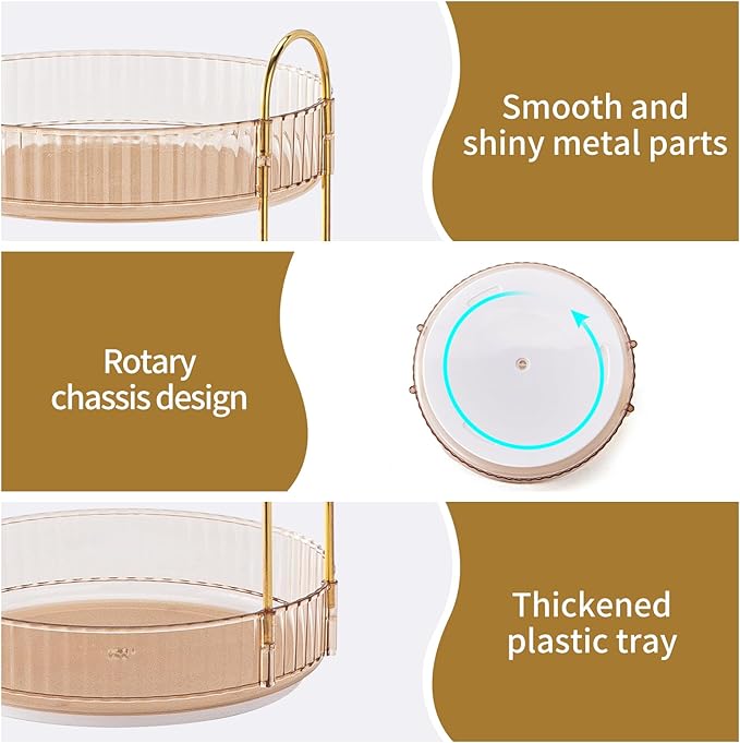 360° Rotating Makeup Organizer, Large Capacity Skincare Organizer, 2 Tier Cosmetic Skin Care Perfume Dresser Organizer, Fits Cosmetics, Perfume, Skin Care, Lipstick
