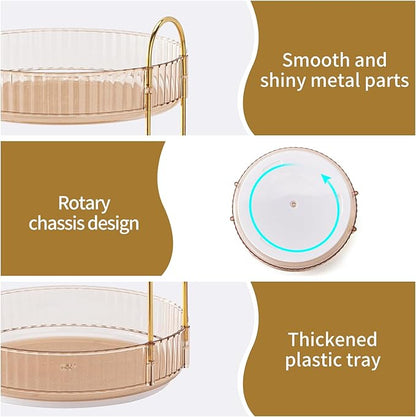 360° Rotating Makeup Organizer, Large Capacity Skincare Organizer, 2 Tier Cosmetic Skin Care Perfume Dresser Organizer, Fits Cosmetics, Perfume, Skin Care, Lipstick