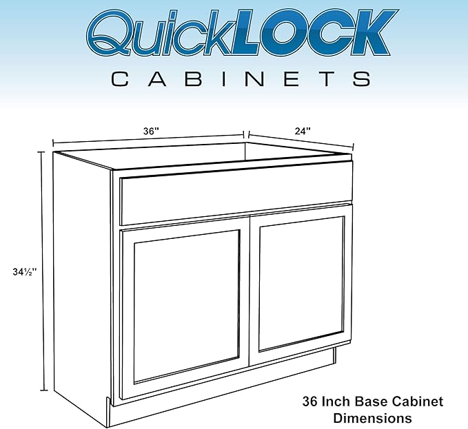 Quicklock RTA (Ready-to-Assemble) | Base Kitchen Cabinets - Shaker Style | Made in America (Raw Maple, 36" Wx34.5 Hx24 D Base)