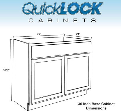 Quicklock RTA (Ready-to-Assemble) | Base Kitchen Cabinets - Shaker Style | Made in America (Raw Maple, 36" Wx34.5 Hx24 D Base)
