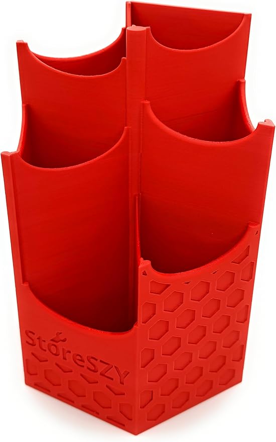 Magnetic Zip Tie Holder – Tool Organizer with Rubberized Magnets | Multiple Sizes & Colors for Garage, Shop, or Toolbox Storage (Red, Tall-Multipocket)