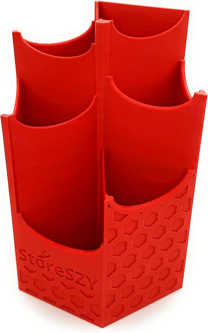 Magnetic Zip Tie Holder – Tool Organizer with Rubberized Magnets | Multiple Sizes & Colors for Garage, Shop, or Toolbox Storage (Red, Tall-Multipocket)
