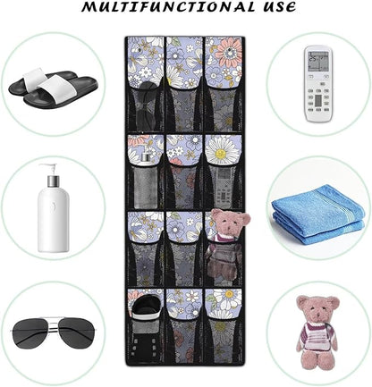 Generic Purple Daisy Door Hanging Shoe Organizer Elastic Over The Door Organizer Bedroom Space Saving Hanging Closet Organizer for Entrances College Dorm Apartments Storage Organizer
