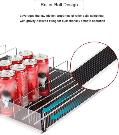 2 Pcs Automated Sliding Rails Automatic Can Dispenser and Drink Rack Plastic Water Bottle Rack Bins Adjustable Gliding Soda and Beer Organizer Space Saving(5 x 52.3 cm/2.0 x 20.6 inches)
