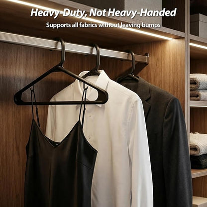 Heavy Duty Plastic Hangers – Super Thick & Reinforced with 20lb Capacity for Coats, Jackets, Pants – Durable Non-Slip Closet Hangers for Heavy Clothing (White, 40 Pack)