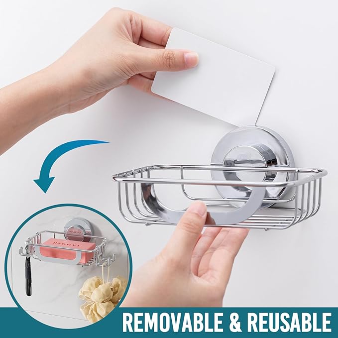 TAILI Soap Holder Soap Dish for Shower, Suction Cup Soap Holder for Shower Wall, Bathroom Accessories, Removable Strong Hold Soap Saver, Drill Free