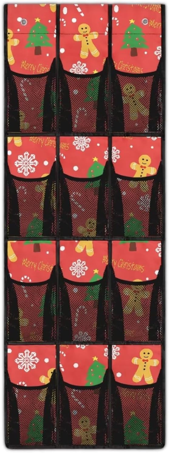The Santa Claus Hanging Door Organizer with 12 Multi-Pockets Home Decor Christmas Door Hanging Shoe Organizer for Dorm Room Essentials