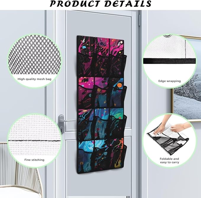 Generic Colorful Tie-Dye Hanging Pocket Organizer Lightweight Storage Door Organizer Meet Diverse Storage Needs and Make Finding Things More Convenient and Efficient for Housewives Students