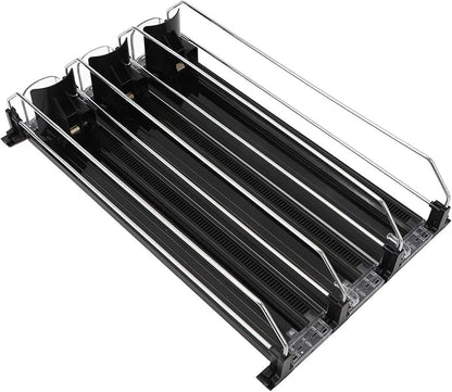 Drink Organizer for Refrigerator, Soda Can Organizer for Fridge, 3 Rows Labor Saving Drink Dispenser, Automatic Drink Beer Beverage Containers for Kitchen Supermarket(Black)