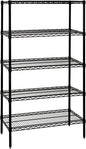 Quantum Storage Systems WR63-1448BK Wire Shelving Starter Kit, 48" W x 14" D x 63" H, 600 lbs Capacity, Carbon Steel, Epoxy Coated, Black, NSF