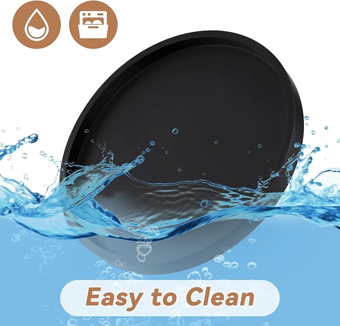NiHome Thickened Silicone Vanity Organizer Tray for Bathroom Accessories, Kitchen Countertop, Living Room Decor, Multipurpose Shatter-Resistant Round Tray Decor for Candle Perfume Soap Plant (Black)