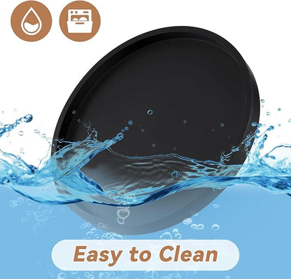 NiHome Thickened Silicone Vanity Organizer Tray for Bathroom Accessories, Kitchen Countertop, Living Room Decor, Multipurpose Shatter-Resistant Round Tray Decor for Candle Perfume Soap Plant (Black)
