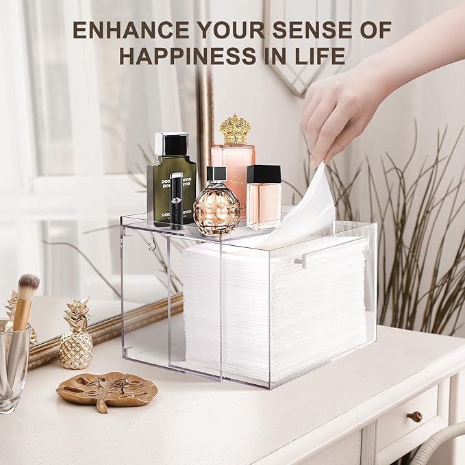 Disposable Facial Towels Storage Box - Acrylic Container Compatible With Clean Skin Club Clean Towel XL - Wall-Mounted Makeup Organizer With Drawer Valentine's Day Gifts