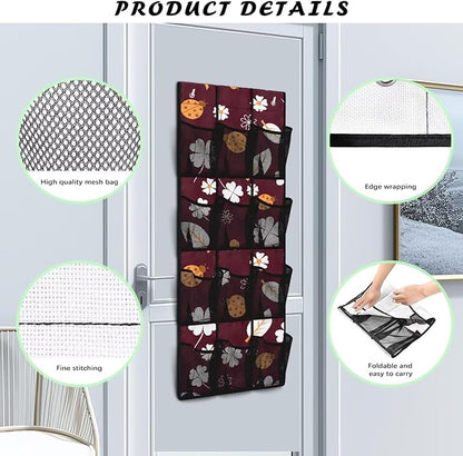Ladybug Shoe Organizer Over The Door,Hanging Shoe Organizer,Over Door Shoe Organizer,Space Saving Hanging Storage Holder,Closet Rack Hanger with 12 Mesh Pockets for Home Decor