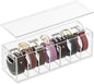Acrylic Belt Organizer with Dust Cover – Clear Belt Storage Box for Closet or Drawer, Belt and Tie Display Holder Case with 7 Compartments for Men and Women