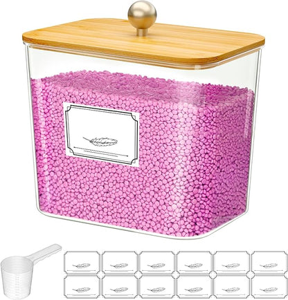 Lifewit Laundry Pods Container with Lid, Dryer Sheet Holder, Room Organization Storage for Coffee Pods Kcup Washing Powder, Scent Booster Beads, 2600 ml/0.7gal，Natural,1 Pcs