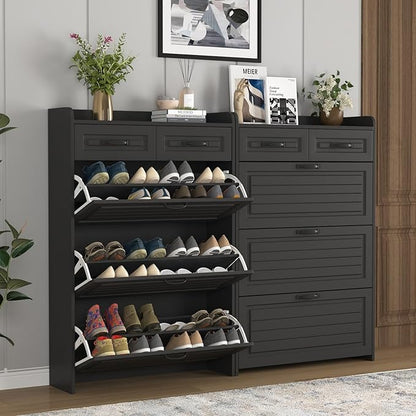 VERYKE Shoe Storage Cabinet for Entryway with 3 Flip Drawers and 2 Top Drawers,Large Shoe Rack Organizer Cabinet for Closet,Hallway