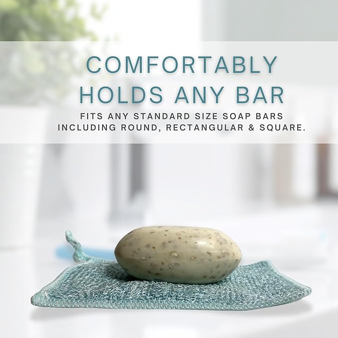Whiffkitch Soap Pouch 5-Pack – Versatile Mesh Scrubber Wash Bag for Shower & Bath, Bamboo Fiber Bar Soap Holder & Travel Bag, Durable Scrubber Pouch for Rich Lather, Solid -4x5 inches