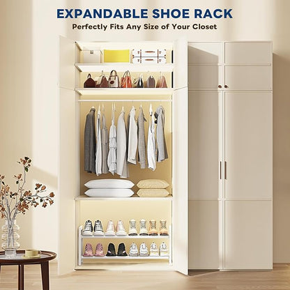 Mavivegue Expandable Shoe Rack, 2-Tier Adjustable Shoe Organizer, Shoe Shelf for Closet, Entryway, Front Door