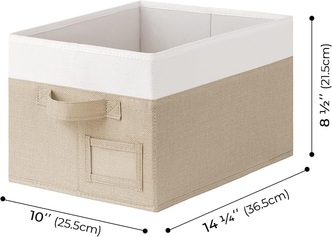 GRANNY SAYS Closet Storage Bins, Storage Baskets for Closet, Fabric Bins for Clothes, Closet Organizer Bins, Khaki&Ivory, Medium, 3-Pack