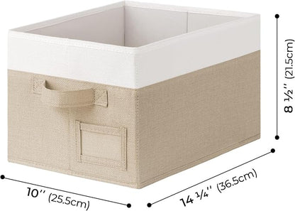 GRANNY SAYS Closet Storage Bins, Storage Baskets for Closet, Fabric Bins for Clothes, Closet Organizer Bins, Khaki&Ivory, Medium, 3-Pack
