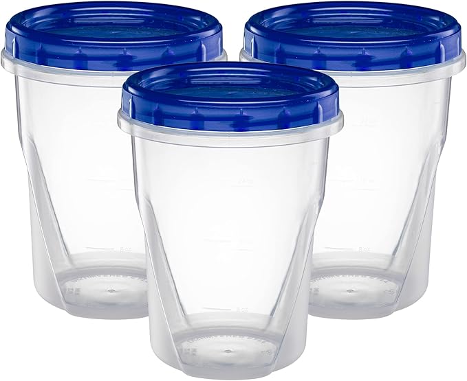 ELEGANT DISPOSABLES Twist Top Deli Containers Food Storage Containers Blue Screw on Lid Reusable Stackable Leakproof Airtight, pack of 10-32 oz containers