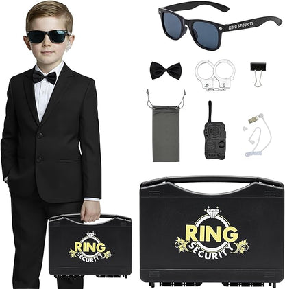 Ring Security Wedding Ring Bearer Briefcase-Padded Slits Holder,Bearer Gifts Security Box for Proposal Ceremony Wedding Day,Special Agent Guard Protector Case for Boys Kids(Pp Suitcase)