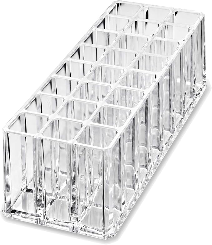 Acrylic Eye Mascara Organizer Makeup Storage Organization Refillablle Container Beauty Display Case 24 Space to Organize Tall Eye Lash Mascara (2)