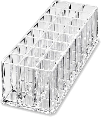 Acrylic Eye Mascara Organizer Makeup Storage Organization Refillablle Container Beauty Display Case 24 Space to Organize Tall Eye Lash Mascara (2)